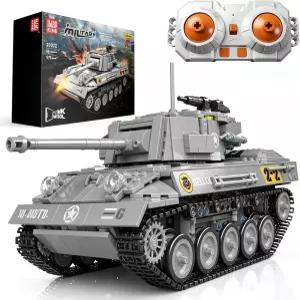 몰드 킹 RC 타이거 탱크 빌딩 세트 971대의 모터식 원격 제어 WW2 군용 모델 STEM 블록 장난감 20032 14