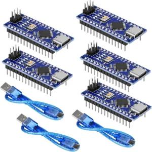 YELUFT 5pcs Nano V3.0 보드 USB 케이블 ATmega328P MCU CH340G USB-시리얼 칩 5V 16MHz 마이크로컨트롤러