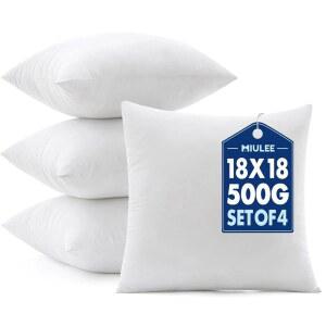 밀레 베개 버진 충전 침대 소파용 18X18인치 삽입물 극세사 4개 100