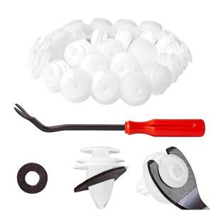 100Pcs 트림 도어 패널 리테이너 클립, 캠리용 카 푸시 패스너 FJ 크루저, 하이랜더, 4러너 ES 350, GX 470, OEM 교체: 렉서스 토요타 90467-A0005와 1Pcs 플라스틱 리무버 교체