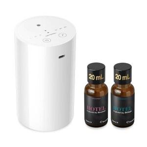 에어버사 워터리스 에센셜 오일 디퓨저 스타터 키트, 2x20mL 호텔 향수 오일, 카 홈 오피스용 무선 네뷸라이저, 최대 600평방피트, 미스트/타이머 설정, 베터리 작동, AN8Kit-B, 화이트