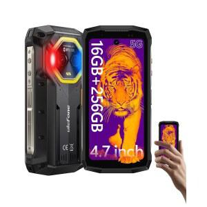 울레폰 아머 미니 20T 프로 5G 러기드 폰, 열화상 50MP 메인 카메라, 16GB+256GB MTK Dimensity 6300, 6200mAh(33W), 4.7인치 HD+ 코닝 고릴라 화면, 방수 기능, 다용도 LED 조명, 안드로이드 15