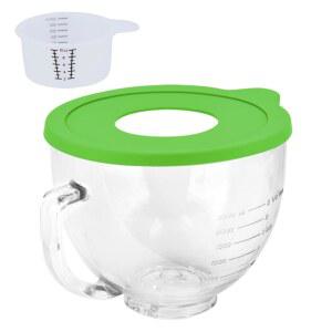 KITCHENAID 4.5/5 QT 틸트 헤드 스탠드 믹서와 호환되는 유리 그릇, 뚜껑 측정 표시, 전자레인지 및 냉장고에 넣을 수 있습니다