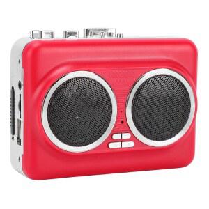 PUSOKEI 카세트 테이프 플레이어, 휴대용 카세트-디지털 변환기, 스피커, 워크맨 USB 카세트-MP3 3.5mm 헤드폰 잭 및 이어폰(빨간색) 내장