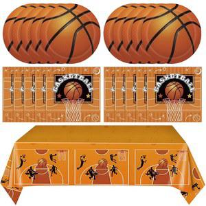 41Pcs Basketball Theme Birthday Party Decorations Supplies Tableware Set Paper Plates,Napkins,Tablecloth Kids and Adults Sports Decor,Serves 20