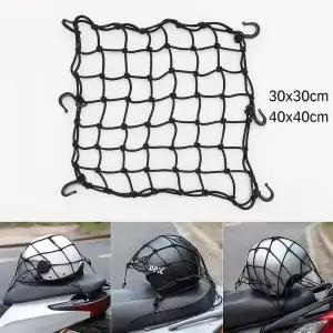 2개 40x40cm/30x30cm 조절 가능한 오토바이 탄성망 수납 가방 자전거 6개 고리 탱크 고정용 헬멧용 메쉬