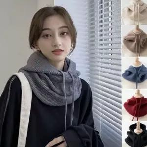 페이크 여성 후드 넥 워머 골지 니트 후드 워머 겨울 페이크 후드