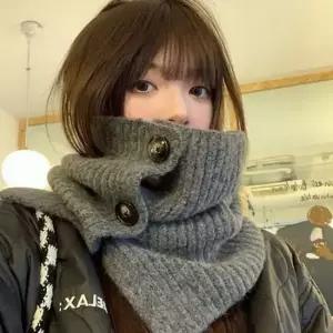골지 여자 넥 워머 단추 여성 넥 워머 목폴라 니트 골지 넥