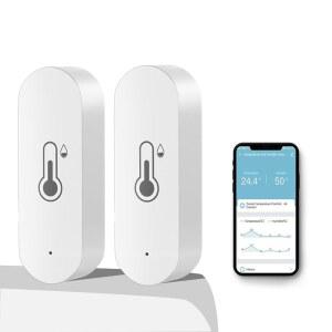 앱 리모컨이 있는 WiFi 온도 습도 센서 스마트 습도계 2팩, 허브 필요 없음 알림 고정밀 실내 온도계, 알렉사 구글 어시스턴트와 호환 가능