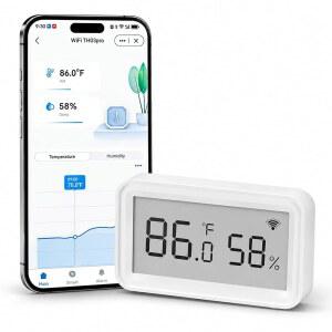 스마트 WiFi 온도 습도 센서: LCD 디스플레이가 있는 무선 습도계 온도계, 보정 가능, 앱 알림 알림, 데이터 로거, 가정용 온실 파충류용 실내 온도계(1팩)