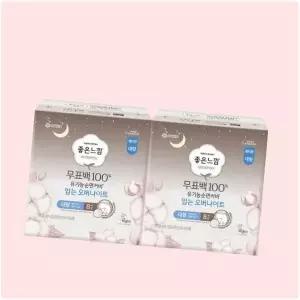 좋은느낌 유기농순면 무표백 입는오버나이트 생리대 중형 대형 8매 x 2 4385860