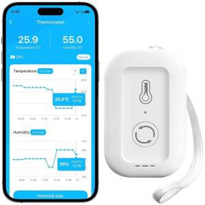 WiFi 온도계 습도계, 앱 알림 기능이 있는 스마트 습도 온도 센서, 데이터 저장, 객실용 원격 모니터, 보육원, 온실, 가습기, 와인 저장고