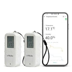 에밀로 지그비 온도 습도 센서 2팩, IP65 방수 스마트 온도계 습도계, 멀티룸 모니터링, 에코 스마트싱스 홈 어시스턴트 투야와 호환, 허브 필요