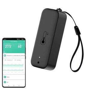WiFi 습도계 온도계 센서, 원격 앱 알림 기능이 있는 무선 스마트 온도 습도 모니터, 가정용, 온실 블랙 (1팩)
