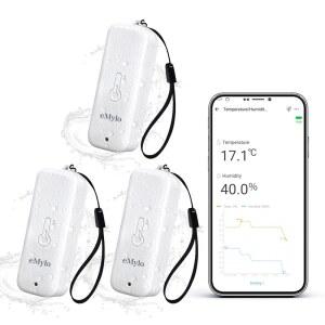 에밀로 지그비 온도 습도 센서-3팩, IP65 실내 실외 온도계 습도계, 허브 필수, APP 원격 모니터링 및 홈 오토메이션, 내장 에코 장치와 호환 가능