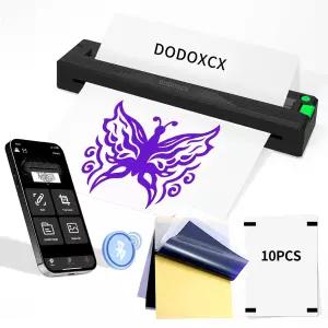 타투 초보자 및 아티스트를 위한 DOOXX 스텐실 프린터 3pcs 전사 용지 휴대폰/PC와 호환되는 휴대용 무선