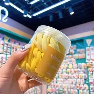 단발용머리끈 헤어밴드 고무줄 머리묶는끈 50P 옐로우-WFMWQ4G