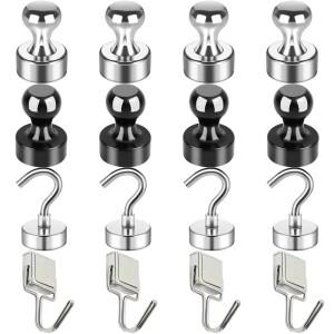 10Pcs  헤비 듀티 자석 12mm 슈퍼 마그네틱 후크 푸시 핀 다목적 사호환용 냉장고 화이트 보드 주방용
