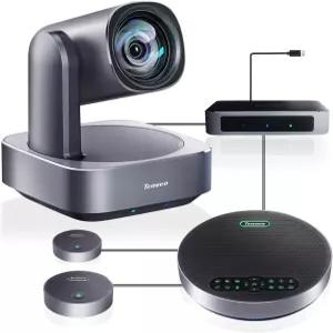 텐베오 4K PTZ 회의실 카메라 시스템 AI 자동 추적 12배 광학 줌 USB3.0 HDMI 및 블루투스 스피커폰 2개의