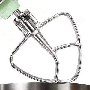 KitchenAid 4.5-5 Qt 틸트 헤드 스탠드 믹서, 내구성이 뛰어난 플랫 비터 교체, 간편한 청소, 식기세척기 안전, 믹서 액세서리와 호환되는 광택 스테인리스 스틸 패들 부착물