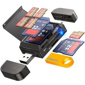 SD 카드 스토리지 USB A & TYPE C 포트 및 3.0 슬롯을 갖춘 6IN1 /TF 리더 어댑터 마이크로 / SDHC SDXC MMC 메모리 카드 PC 맥북호환 크롬북 안드로이드 호환 폰 폰과 호환 가능