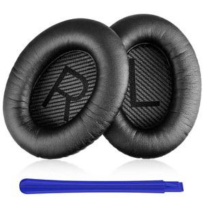 보스 콰이어트컴포트 35 II /QC35 /QC25 /QC2 /QC15 /AE2 /AE2I /AE2W 두꺼운 방음 스펀지 보스(블랙)용 부드러운 가죽 이어 패드 교체용