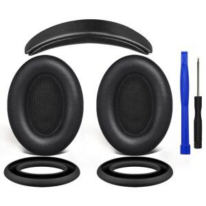 보스 QC15/QC2 콰이어트컴포트 헤드폰용 소울윗 교체 키트 이어 패드 쿠션 + 헤드밴드 실리콘 이어패드 커버 프로텍터 - 블랙
