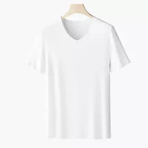 브이넥 반팔 03심리스T-W-3XL110 화이트 부드러운원단 남성용 냉감 쿨티셔츠