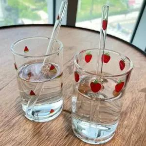 내열 유리 빨대 컵 손잡이 빨대 유리 컵 홈카페 맥주 내열유리컵