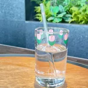 홈카페 유리 빨대 컵 튤립 유리 컵 주방용 맥주 내열 유리컵세트