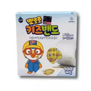 100개입 뽀로로 일회용 키즈밴드 원형 주사용 롤밴드