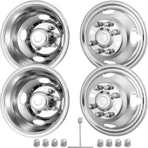 20052025 포드 F350 트럭용 17인치 러그 휠 시뮬레이터 8대 스테인리스 스틸 4pcs 앞뒤 볼트 키트 장착