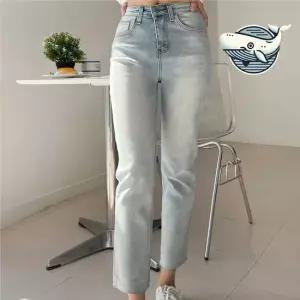 편안한 스판 데미지 일자 청바지 트렌디한 연청 여성청바지 봄청바지 데님팬츠 데님바지