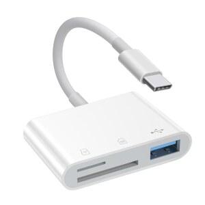 [애플호환 MFI 인증] USB C SD 카드 리더 아이폰호환 17 16 / 아이패드호환 MAC용 3.0 타입 TO /TF 어댑터 듀얼 슬롯이 있는 3 IN 1 메모리 리더 및 애플호환 PRO AIR MINI ANDROID 노트북용 포트