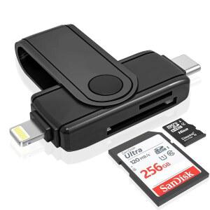 아이폰호환 15 아이패드호환 MAC용 USB C 라이트닝 SD 카드 리더 - 2 IN 1 MICRO SD/SD 어댑터(두 장의 동시 읽기) 휴대용 디지털 카메라 어댑터 메모리 리더 플러그 앤 플레이