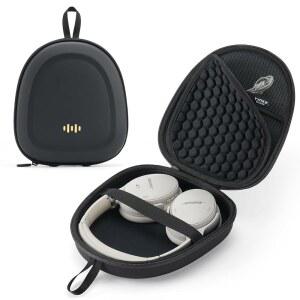 보스 콰이어트컴포트 / 소니 WH-CH JBL 사운드코어 앵커 오버이어 헤드폰용 헤드폰 하드 케이스 교체 초슬림 업그레이드 PU 범용 휴대용 여행 정리 가방 (블랙)