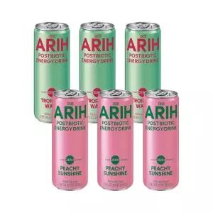 아리 포스트바이오틱 에너지드링크 355ml 트로피칼웨이브 x3 + 피치선샤인 x3