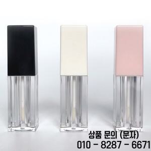 5ml 사각형 반투명 립글로스 튜브(작은 브러시 포함) 블랙 화이트 핑크 빈 액체 용기