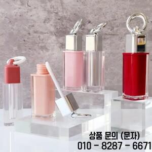 4ml 빈 립글로스 튜브 큰 브러시 키체인 포함 사각형 투명 화장품 용기 립글레이즈 메이크업 병 샘플 바이