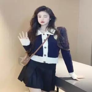 [하프클럽/]2컬러 단정한 데이트룩 와펜 카라 골지 가디건