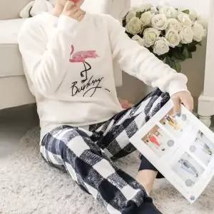 [하프클럽/]체크 극세사 바지 수면 잠옷 세트 여
