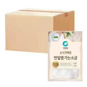 청정원 천일염 가는 소금 요리용 대용량 1kg 12입 1박스 GST