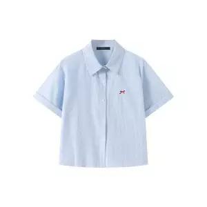 [르샵]미니 리본 자수 스트라이프 반팔 셔츠 DQ2BA063A _P428312355