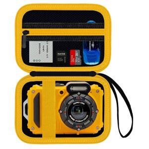 KODAK PIXPRO WPZ2 견고 방수 디지털 카메라용 HESPLUS 휴대용 케이스 USB 케이블 배터리 및 어댑터용 메쉬 포켓이 있는 수중 1080P 풀 HD 사진 카메라 블랙옐로우(케이스 전용)