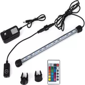 잠수정 LED 수족관 조명의 MQ 8 리모컨이 있는 1.2W 색상 변경 어항 IP68 크리스탈 글래스 9 바