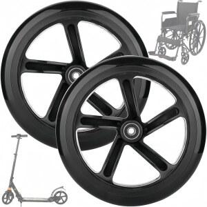 AOWESM 8인치 스쿠터 휠 200MM 대형 교체 휠체어 휠(워커 & 롤레이터 및 베어링 ABEC-9) 면도기 A5 럭스 카본 킥 쇼핑 카트(2개 세트)(블랙)