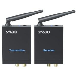 YMOO 2.4GHZ 무선 오디오 송신기 수신기 플레이어 /프로젝터용 20MS RCA 97.5M(320피트) HIFI TV 전원 /사운드바에서 /컴퓨터 RX), /PC 잭 초저 /CD 장거리 (TX+1 오디오, 스피커 어댑터, 지연