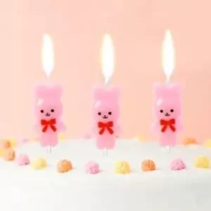 [하프클럽/]리본토끼 생일초 3개입x3세트 핑크 생일초 생일파티초
