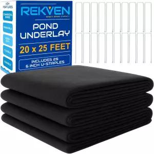 REKVEN 대형 연못 라이너 언더레이팅 - 20 x 25피트 25개의 U-핀 정원 스테이플이 있는 비직조