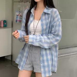 [페이릿][페이릿] 살안테템 빅사이즈 제포 쿨링 파스텔 에어리 체크 셔츠